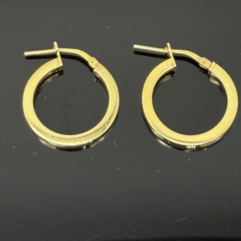 Dyadema Sterling Silver Shiny Minimalist Round 3/4" Hoop Earrings Gold Plated